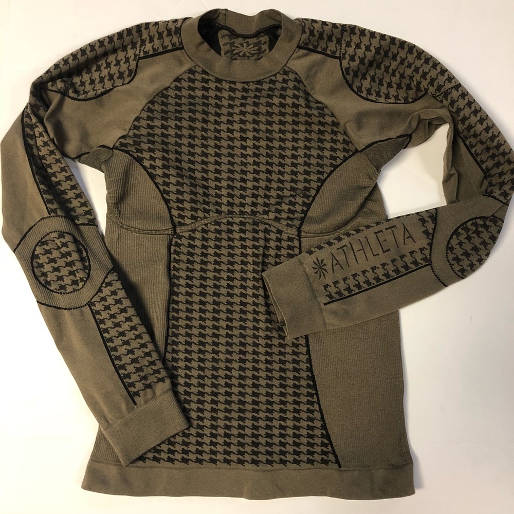 Athleta Taupe/Black Compression Long Sleeve Top